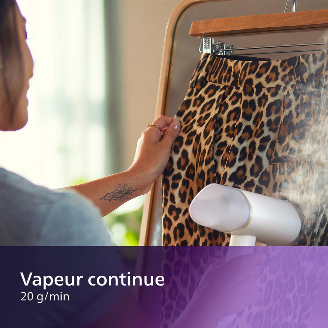 Défroisseur vapeur à main 1000 W – prêt en 30 s, léger et compact